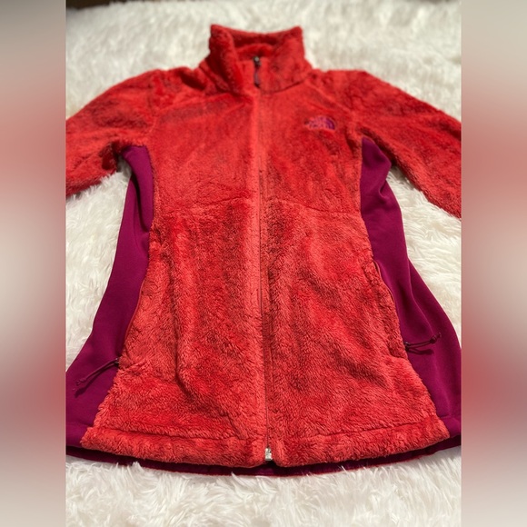 The North Face Jacket Womens S Red Pink Tech Osito Full Zip Fleece Cozy Furry - Picture 7 of 12